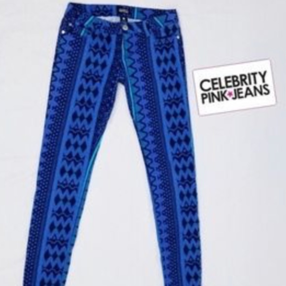 Celebrity Pink Moroccan Blue Pattern Jeans - Picture 2 of 9